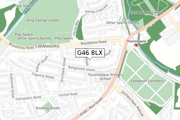 G46 8LX map - large scale - OS Open Zoomstack (Ordnance Survey) G46 8LX map - large scale - OS Open Zoomstack (Ordnance Survey)
