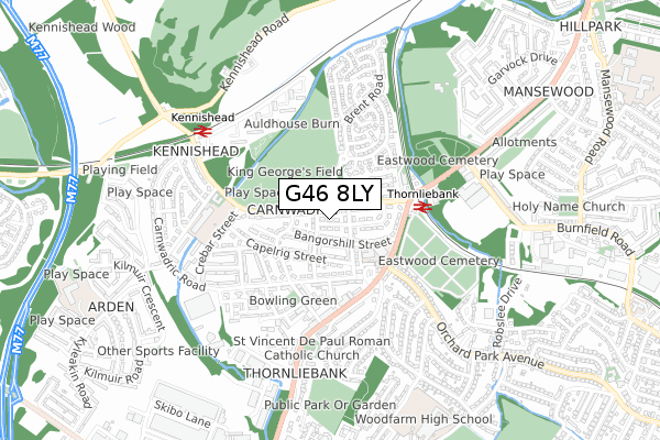 G46 8LY map - small scale - OS Open Zoomstack (Ordnance Survey) G46 8LY map - small scale - OS Open Zoomstack (Ordnance Survey)