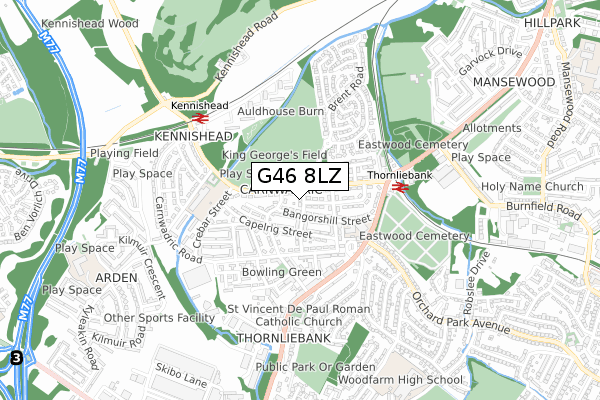 G46 8LZ map - small scale - OS Open Zoomstack (Ordnance Survey) G46 8LZ map - small scale - OS Open Zoomstack (Ordnance Survey)