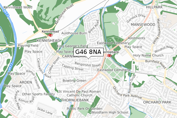 G46 8NA map - small scale - OS Open Zoomstack (Ordnance Survey)