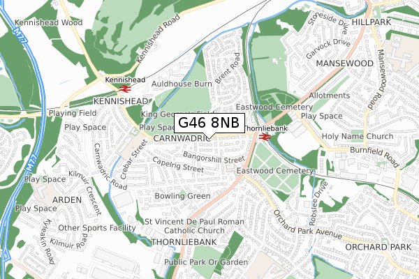 G46 8NB map - small scale - OS Open Zoomstack (Ordnance Survey) G46 8NB map - small scale - OS Open Zoomstack (Ordnance Survey)