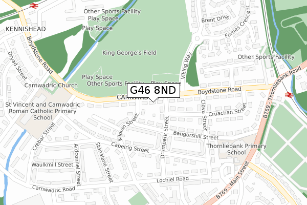 G46 8ND map - large scale - OS Open Zoomstack (Ordnance Survey)