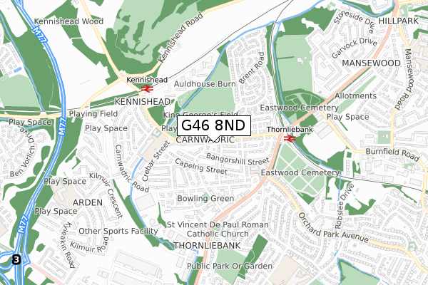 G46 8ND map - small scale - OS Open Zoomstack (Ordnance Survey)