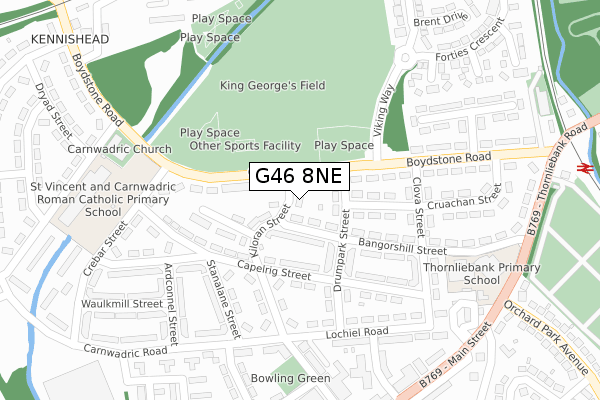 G46 8NE map - large scale - OS Open Zoomstack (Ordnance Survey)