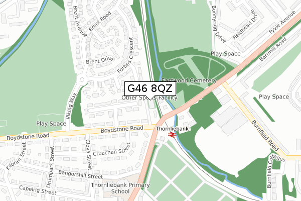G46 8QZ map - large scale - OS Open Zoomstack (Ordnance Survey)