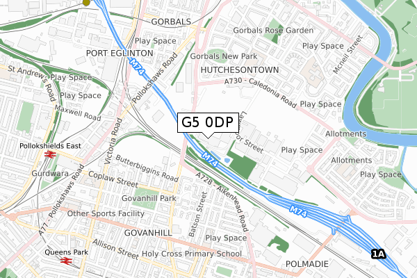 G5 0DP map - small scale - OS Open Zoomstack (Ordnance Survey)