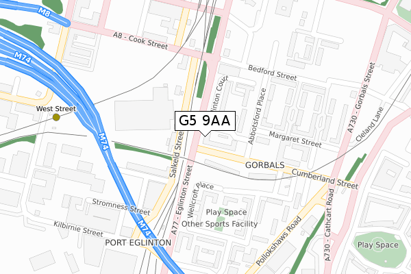 G5 9AA map - large scale - OS Open Zoomstack (Ordnance Survey)