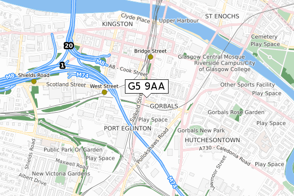 G5 9AA map - small scale - OS Open Zoomstack (Ordnance Survey)