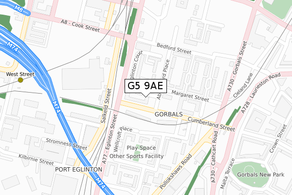 G5 9AE map - large scale - OS Open Zoomstack (Ordnance Survey)