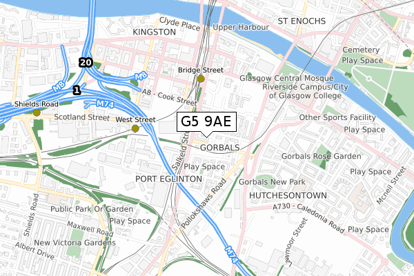 G5 9AE map - small scale - OS Open Zoomstack (Ordnance Survey)