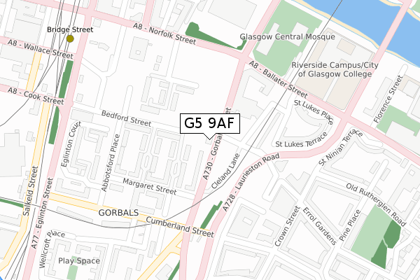 G5 9AF map - large scale - OS Open Zoomstack (Ordnance Survey)