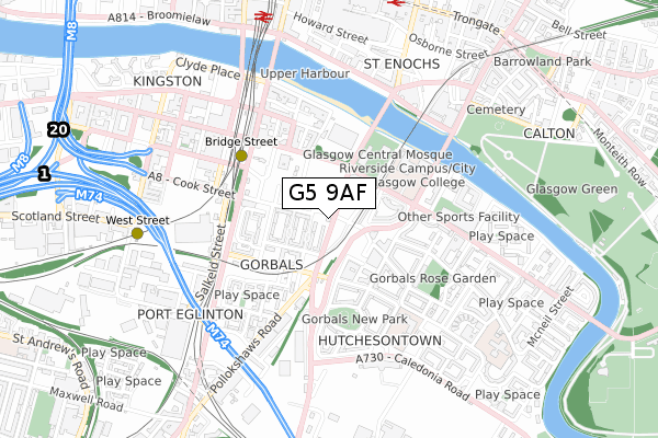 G5 9AF map - small scale - OS Open Zoomstack (Ordnance Survey)