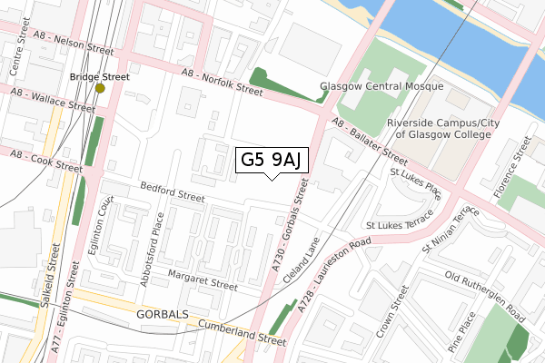 G5 9AJ map - large scale - OS Open Zoomstack (Ordnance Survey)
