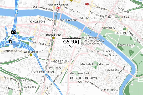 G5 9AJ map - small scale - OS Open Zoomstack (Ordnance Survey)