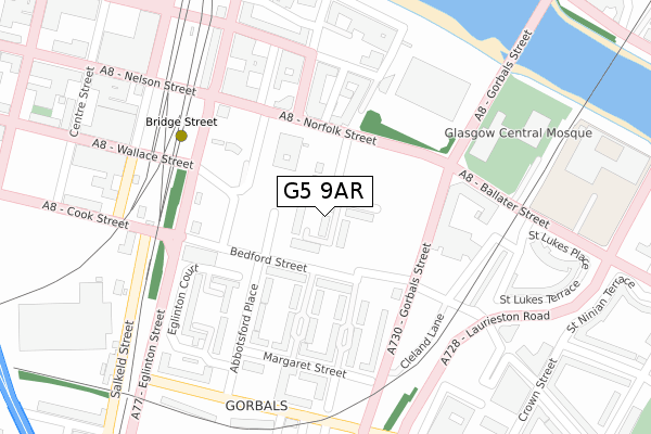 G5 9AR map - large scale - OS Open Zoomstack (Ordnance Survey)