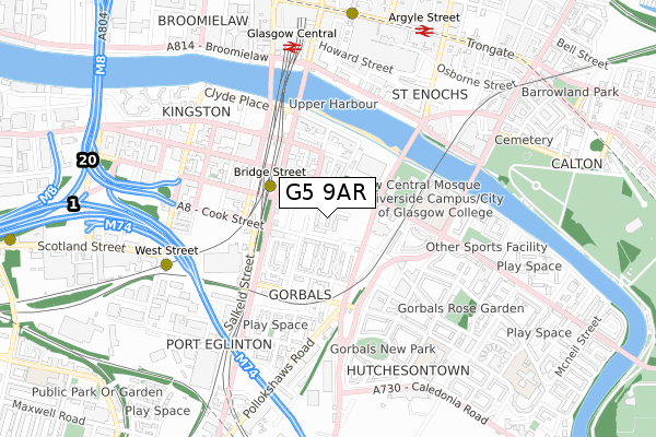G5 9AR map - small scale - OS Open Zoomstack (Ordnance Survey)