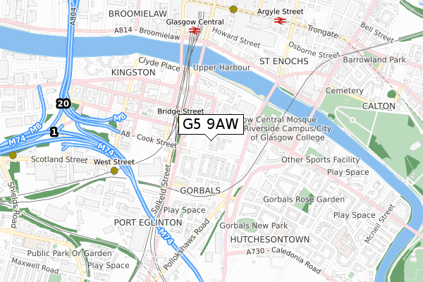 G5 9AW map - small scale - OS Open Zoomstack (Ordnance Survey)