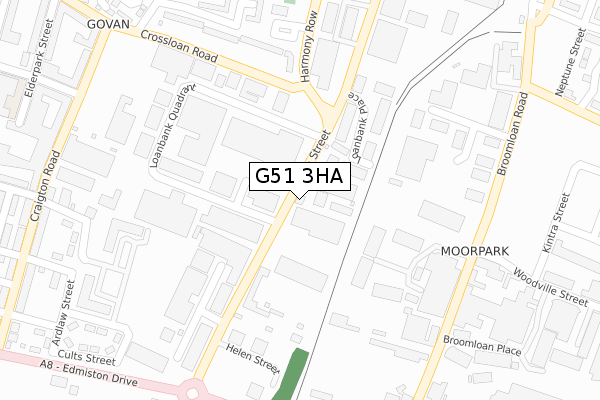 G51 3HA map - large scale - OS Open Zoomstack (Ordnance Survey)