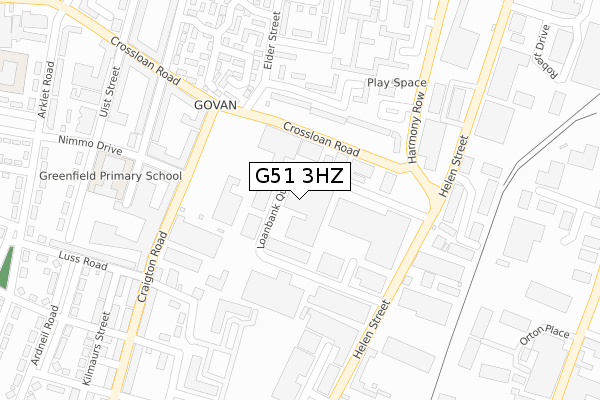 G51 3HZ map - large scale - OS Open Zoomstack (Ordnance Survey)