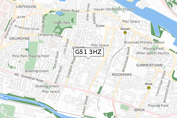 G51 3HZ map - small scale - OS Open Zoomstack (Ordnance Survey)
