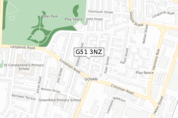 G51 3NZ map - large scale - OS Open Zoomstack (Ordnance Survey)