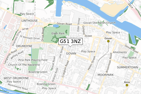 G51 3NZ map - small scale - OS Open Zoomstack (Ordnance Survey)