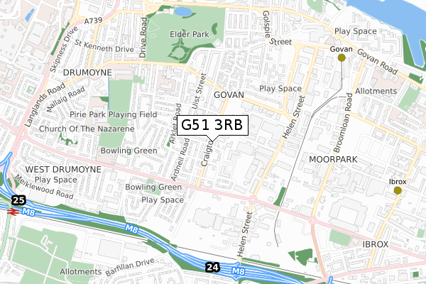 G51 3RB map - small scale - OS Open Zoomstack (Ordnance Survey)