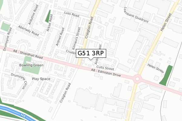 G51 3RP map - large scale - OS Open Zoomstack (Ordnance Survey)