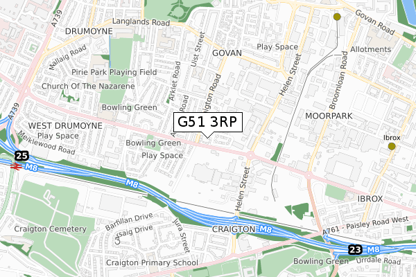 G51 3RP map - small scale - OS Open Zoomstack (Ordnance Survey)