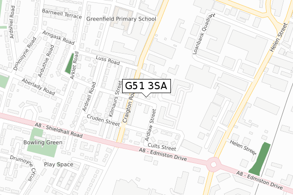 G51 3SA map - large scale - OS Open Zoomstack (Ordnance Survey)