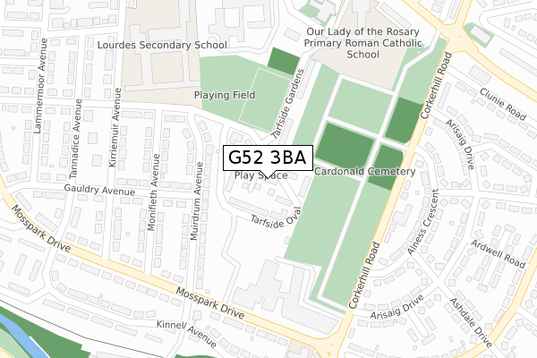 G52 3BA map - large scale - OS Open Zoomstack (Ordnance Survey)