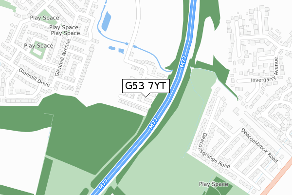 G53 7YT map - large scale - OS Open Zoomstack (Ordnance Survey)