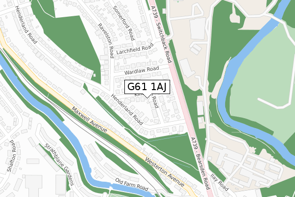G61 1AJ map - large scale - OS Open Zoomstack (Ordnance Survey)