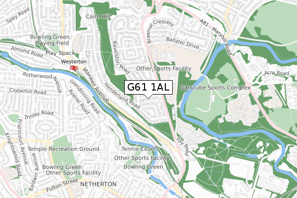 G61 1AL map - small scale - OS Open Zoomstack (Ordnance Survey)