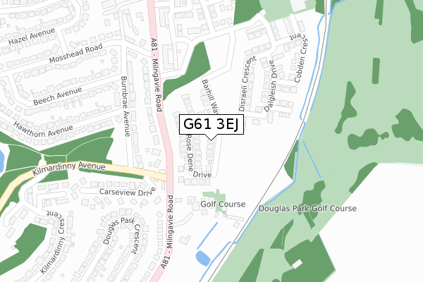 G61 3EJ map - large scale - OS Open Zoomstack (Ordnance Survey)