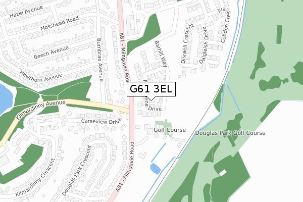 G61 3EL map - large scale - OS Open Zoomstack (Ordnance Survey)