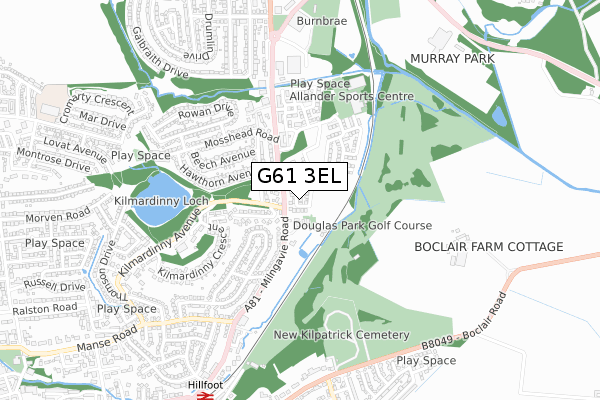 G61 3EL map - small scale - OS Open Zoomstack (Ordnance Survey)