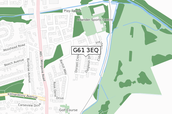 G61 3EQ map - large scale - OS Open Zoomstack (Ordnance Survey)