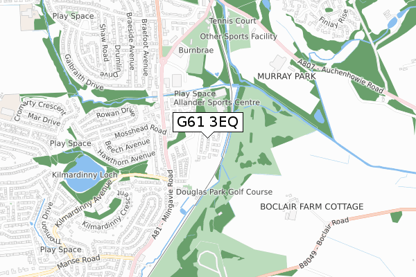 G61 3EQ map - small scale - OS Open Zoomstack (Ordnance Survey)