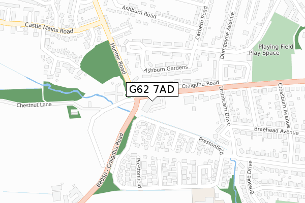 G62 7AD map - large scale - OS Open Zoomstack (Ordnance Survey)