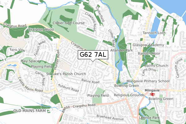 G62 7AL map - small scale - OS Open Zoomstack (Ordnance Survey)