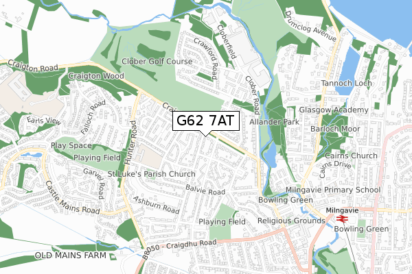 G62 7AT map - small scale - OS Open Zoomstack (Ordnance Survey)