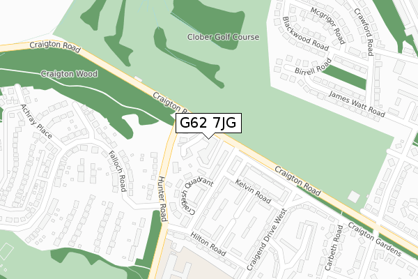 G62 7JG map - large scale - OS Open Zoomstack (Ordnance Survey)