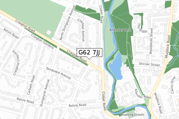 G62 7JJ map - large scale - OS Open Zoomstack (Ordnance Survey)