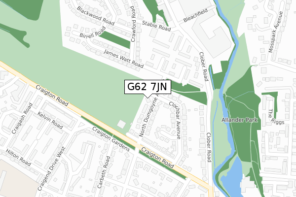 G62 7JN map - large scale - OS Open Zoomstack (Ordnance Survey)