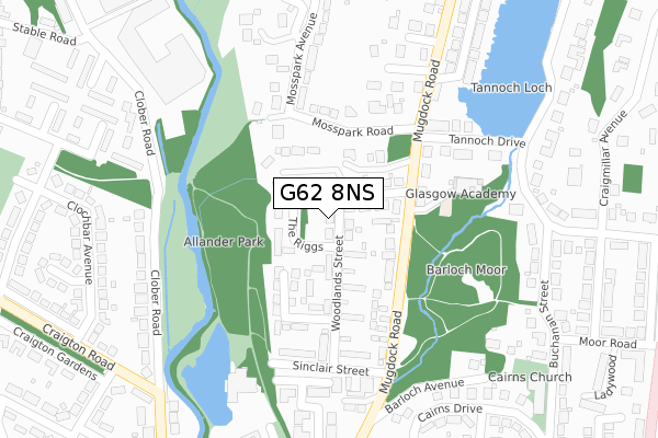 G62 8NS map - large scale - OS Open Zoomstack (Ordnance Survey)