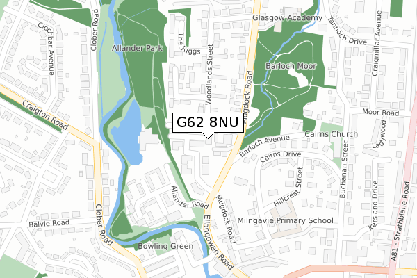 G62 8NU map - large scale - OS Open Zoomstack (Ordnance Survey)