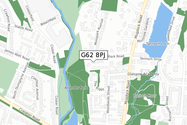 G62 8PJ map - large scale - OS Open Zoomstack (Ordnance Survey)