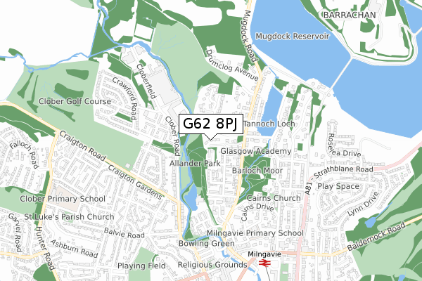 G62 8PJ map - small scale - OS Open Zoomstack (Ordnance Survey)