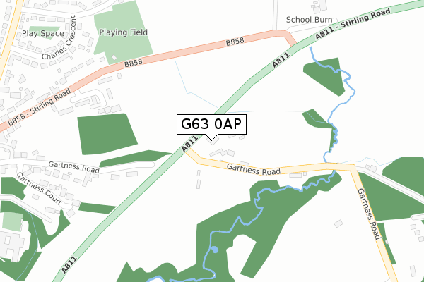 G63 0AP map - large scale - OS Open Zoomstack (Ordnance Survey)